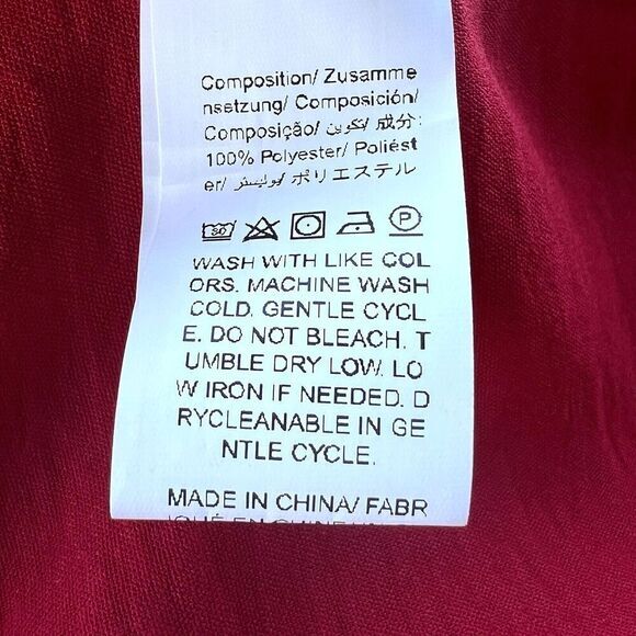 SHEIN CURVE VCAY Plus 1XL Square Neck Plicated Detail Dress Red Brand New - Picture 7 of 16